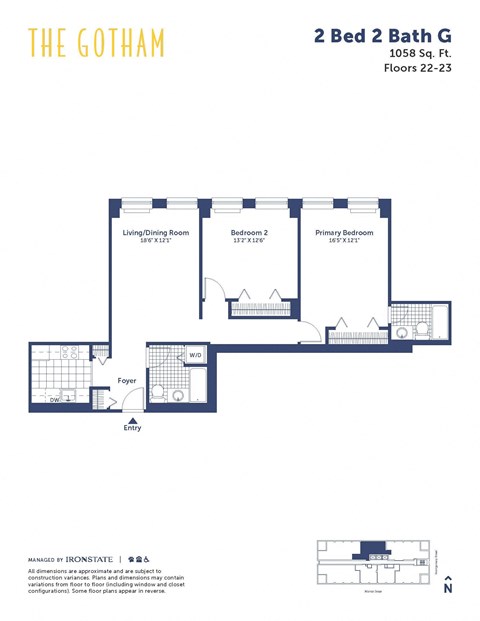 the gotham 2 bed 2 bath floor plan